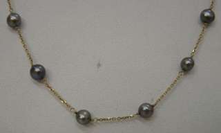 Nice Black Pearl & 14k Gold Necklace 4.6g  