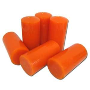  3 x 6 Orange Unscented Pillar Candles Set of 6: Home 