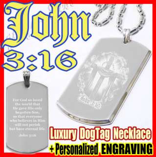 John 316 Bible Quote ▶Custom Luxury Dog Tag Necklace◀  