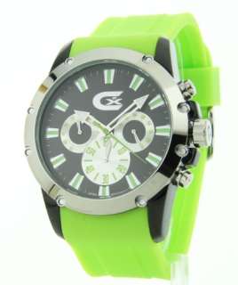 Croton Mens ChronoGraph 3 Eye Sharp Green Rubber Watch 754425109441 