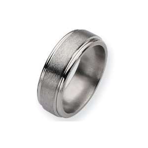  Titanium Grooved Edge 8mm Satin and Polished Band Size 12 