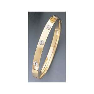  14K Two Tone Gold 7mm Nail Head Stampato Bangle: Jewelry