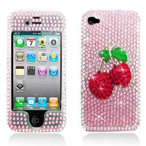  iPhone 4S 4G Red Cherries on Pink Diamond Protector Case 