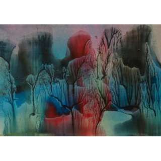 ABSTRACT WATERCOLOR PAINTING LANDSCAPE  