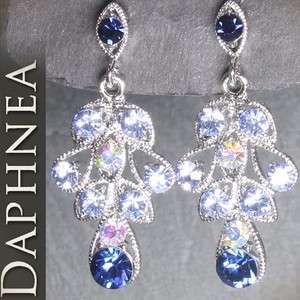 daphnea blue crystal new unique stud earrings FE180156  