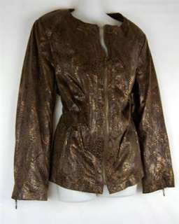 RWW~New Plus Size Embossed Sueded Brown/Bronze Zip Jacket Blazer 