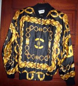 vtg CHANEL 31 Rue Hip Hop style Windbreaker Jacket Gold Chains Logo 