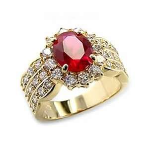  ES2721 Gold Plated Ruby Cubic Zirconia Ring Jewelry