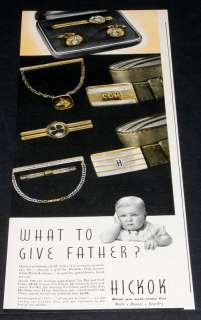 1943 OLD MAGAZINE PRINT AD, HICKOK JEWELRY & BELTS, WHAT TO GIVE ON 