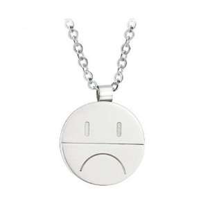  Sad Face Stainless Steel Plate Pendant Necklace Jewelry