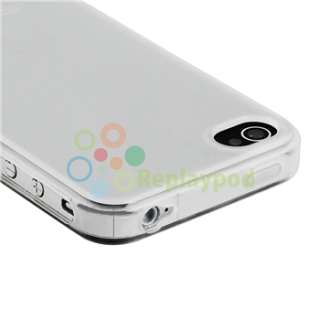 CLEAR WHITE SILICONE CASE+PRIVACY FILTER for iPhone 4 4S 4G 4GS G 