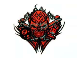 RED SKELETON DEATH ROCK 4 IRON ON PATCH EMBROIDER I164  