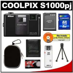 Nikon Coolpix S1000pj 12.1MP Digital Camera (Matte Black) with Built 