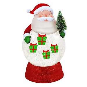  Lighted Santa With Gifts In Belly Shimmer Dome