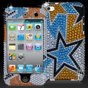  iPOD TOUCH 4 / 4G / 4TH BLUE ORANGE STARS ON SILVER 