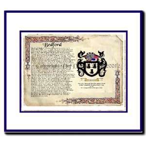  Bedford Coat of Arms/ Family History Wood Framed