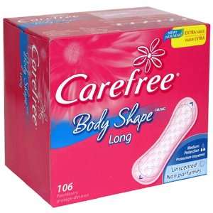  Carefree Body Shape Long Unscented Pantiliners, 106 