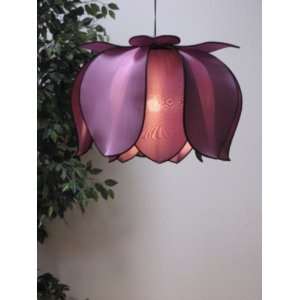  24 Silk Hanging Lamp   Blooming Lotus   Purple