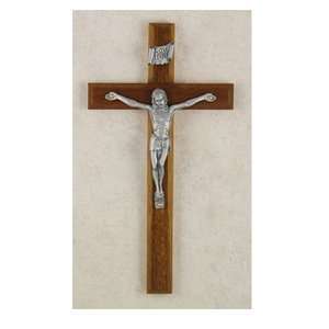  8 Beveled Walnut Wood SP Hanging Wall Crucifix Gift Nw 
