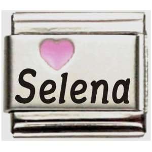  Selena Pink Heart Laser Name Italian Charm Link: Jewelry