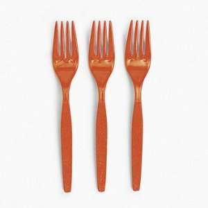  Plastic Orange Forks   Tableware & Cutlery & Utensils 