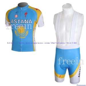  2010 astana short sleeve cycling jerseys and bib shorts set/cycling 