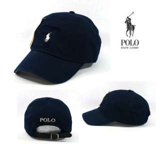 Polo Baseball Cap Golf Tennis Outdoor Hat Dark Blue with Beige Small 