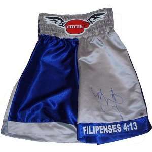 Miguel Cotto Fight Grey And Blue Game Model Trunks  Sports 