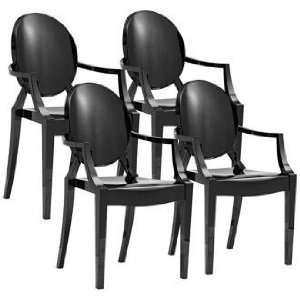  Set of 4 Zuo Anime Black Dining Chairs