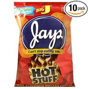 Jays Hot Stuff Potato Chips, 11 Ounce: Grocery & Gourmet Food