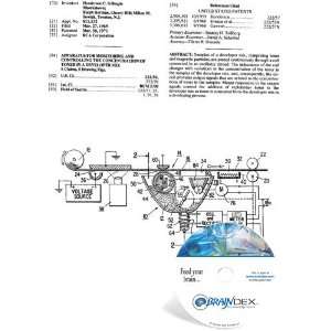  NEW Patent CD for APPARATUS FOR MONITORING AND CONTROLLING 
