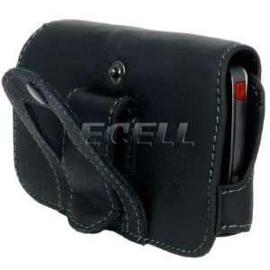  Ecell   BLACK LEATHER CASE WITH BELT HOLSTER CLIP FOR 