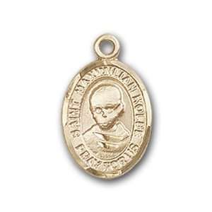   Medal with St. Maximilian Kolbe Charm and Arched Polished Pin Brooch