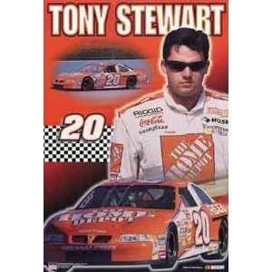  Tony Stewart (With Car) Black Wood Mounted Sports Poster 