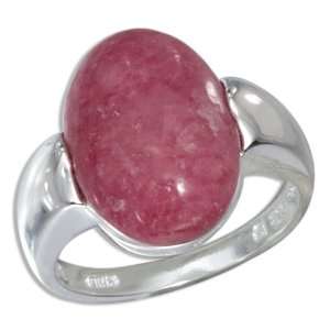  Sterling Silver Oval Rhodochrosite Ring (size 08): Jewelry