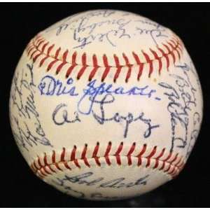  Tris Speaker Autographed Baseball   1956 INDIANS TEAM w 