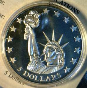 2000 PROOF $5 Statue of Liberty Republic of Liberia Commemorative Coin 