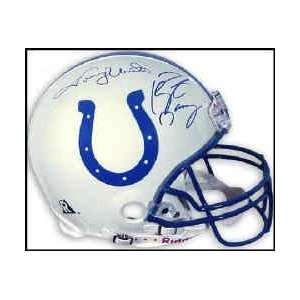 Peyton Manning & Johnny Unitas Dual Signed Colts Proline Helmet 