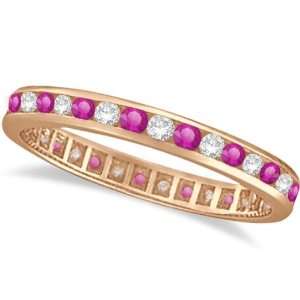  Pink Sapphire and Diamond Channel Set Eternity Band 14k 