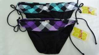 Hobie PH1CR97J Perfectly Plaid Cinch Side Bikini Bottom Jr Sizes $34 