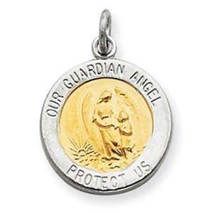  Sterling Silver & Vermeil Guardian Angel Medal Jewelry