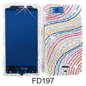 CELL PHONE CASE COVER FOR MOTOROLA DROID X MB810 RHINESTONES WAVE 