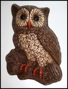 Vtg Owl Wall Hanging Art Bird Hoot Retro Decor Resin Eyes Mid Century 