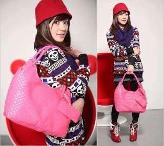 Simple Korean Style Lady Girls Hobo PU Leather Handbag Purse Shoulder 