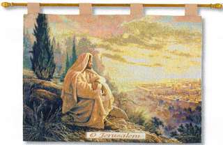 Religious Christmas Tapestry O Jerusalem Jesus Christ  