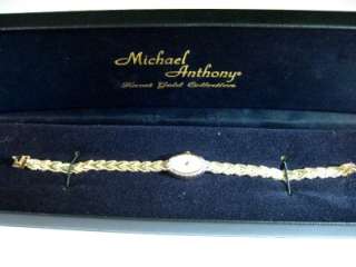 14 K Gold Ladies Michael Anthony Wrist Watch 6 3/4 Long Bracelet 