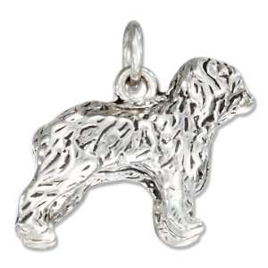   Silver Three Dimensional Old English Sheepdog Dog Charm.: Jewelry