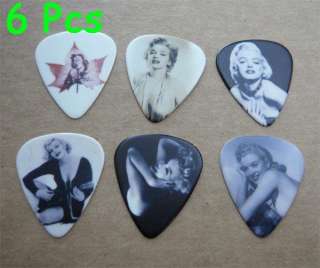 Lots of 6 Pcs Marilyn Monroe Color print Guitar Picks  