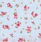 100% COTTON FABRIC BY METRE ♥ ROSES HEARTS FLORAL SHABBY CHIC 