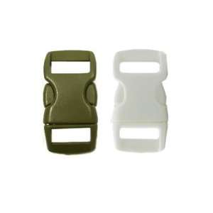  Mix of 100 Olive Drab & White 3/8 Buckles (50 Olive Drab 